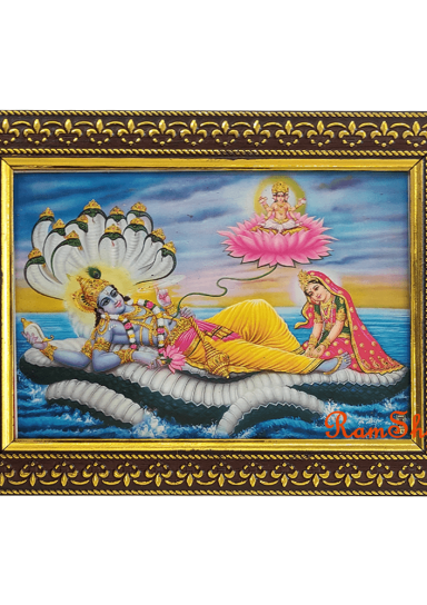 Lord Vishnu Ji Resting on Sheshnag and Laxmiji Massaging his Leg Photo Frame 8X6